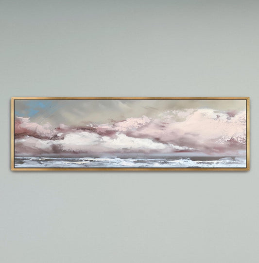 Framed Seascape Canvas Art: Storm at Sea, Panoramic Wall Decor
