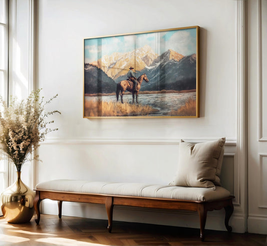 "Edge of Winter" Vintage Cowboy and His Horse