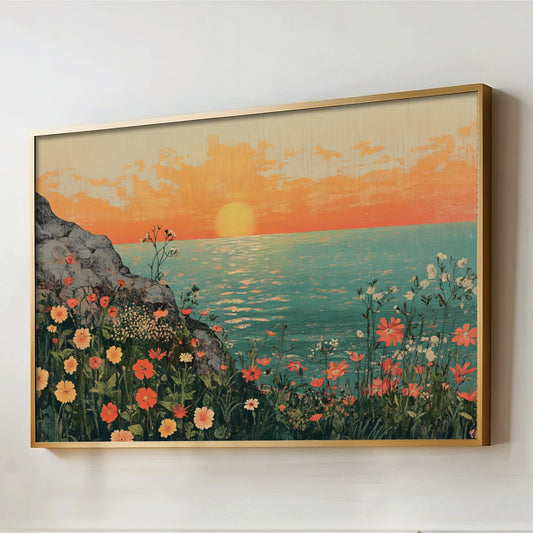 a painting hanging on the wall of a room