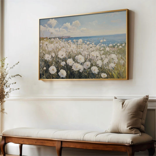 Coastal Wildflower Field Canvas Art