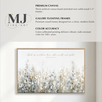The image is a collage of various artworks, including a painting of a field of flowers and a framed photograph of a woman. The artworks are presented in a clean, modern frame, and the text provides information about the artworks, such as their quality, materials, and the artist's name.