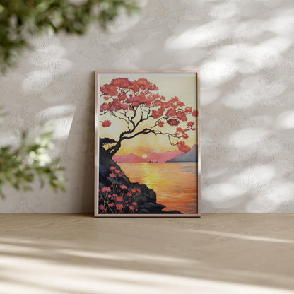 a painting of a tree on a wall