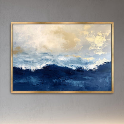 "Deep Blue Sea" Abstract Navy Blue Gold Ocean Art