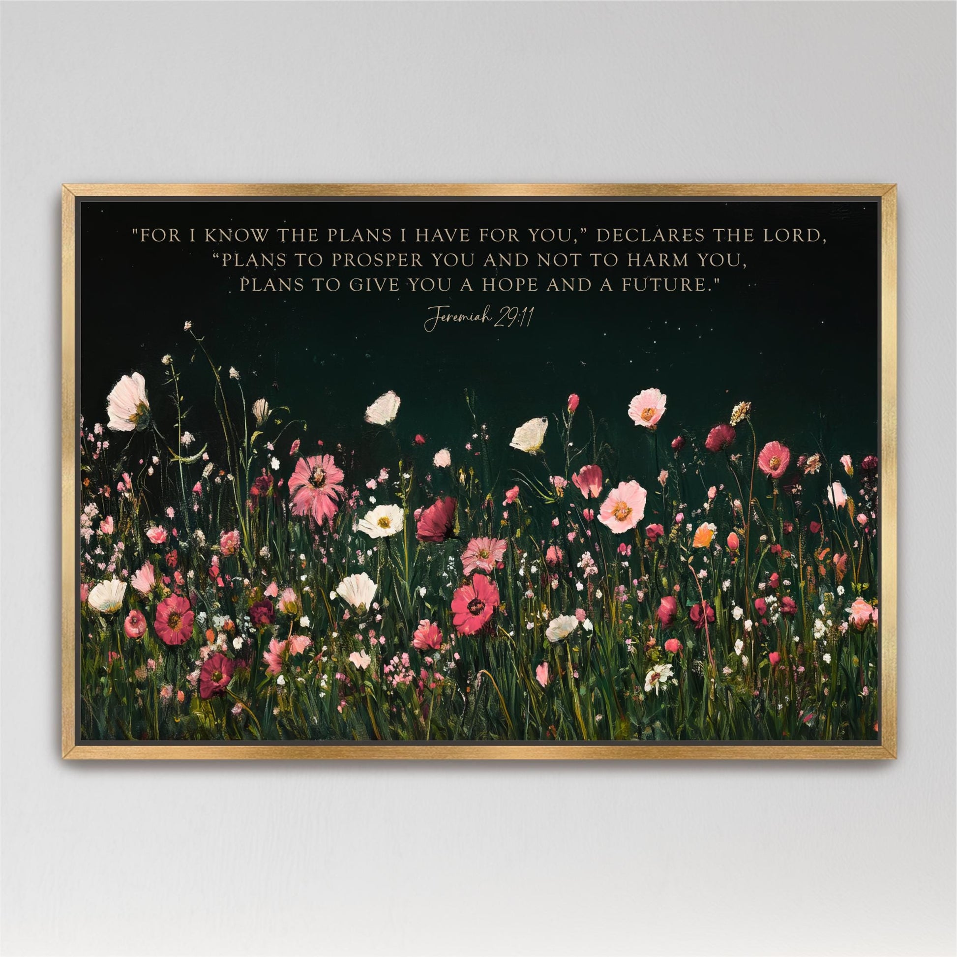 a picture of a field of flowers with a bible verse