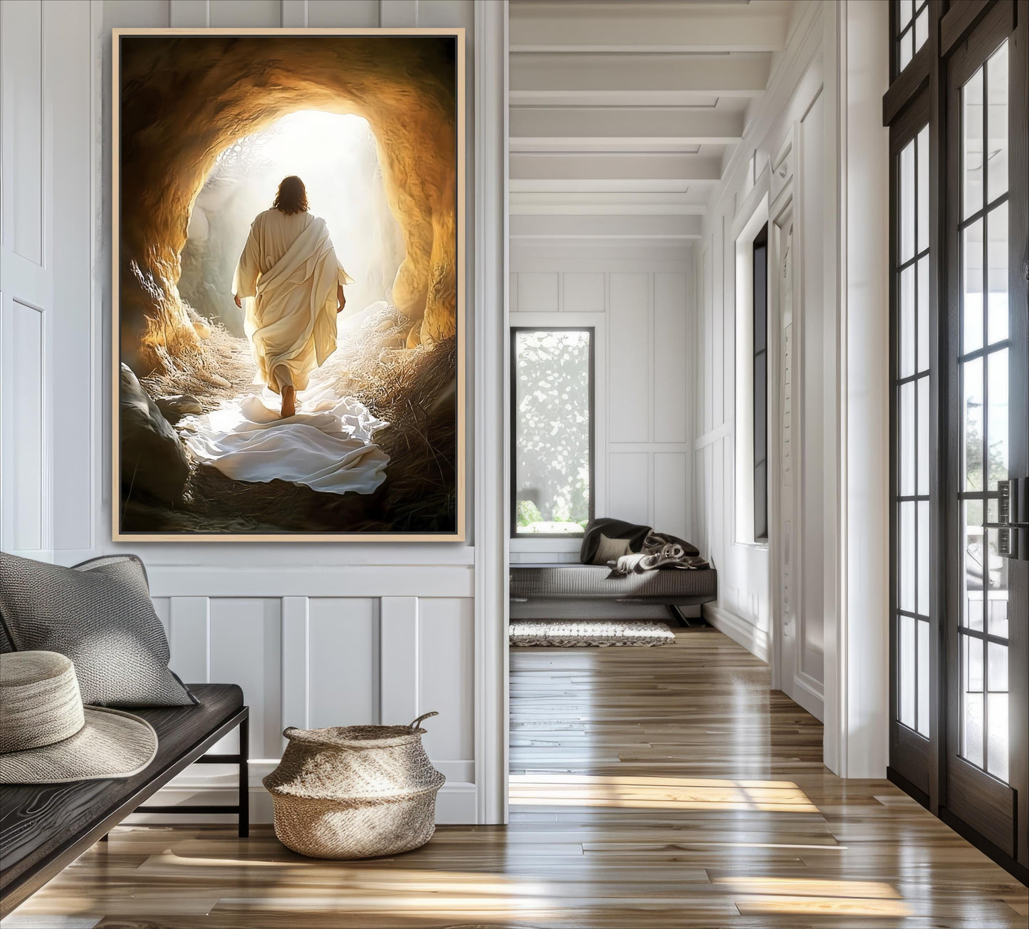 a person walking through a tunnel, with a bright light at the end of the tunnel, creating a sense of hope and guidance.