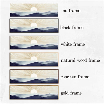 a white and blue painting with three different frames