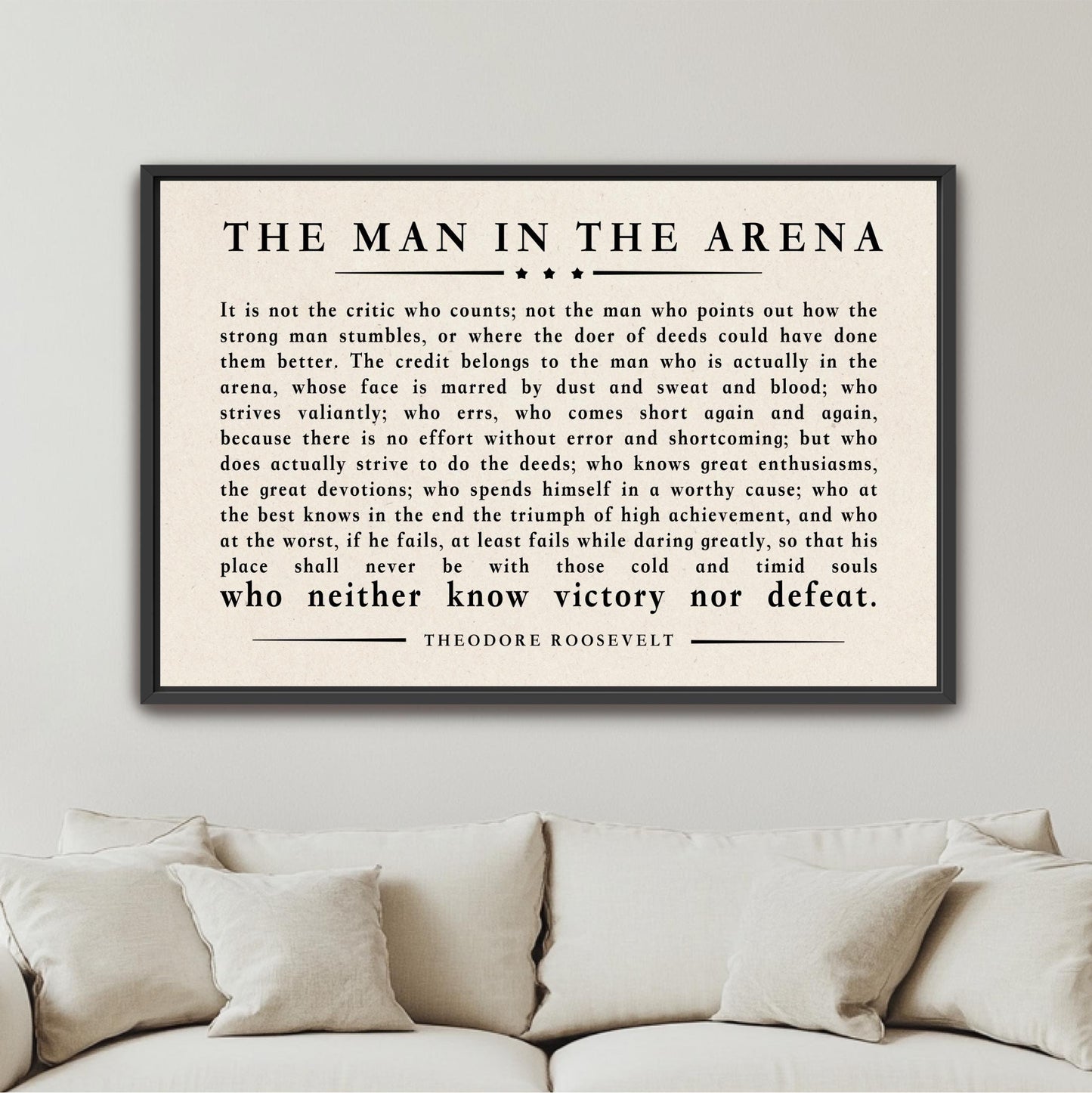a quote by Theodore Roosevelt, a famous American president, displayed in a framed format. The quote is about the importance of valuing one's own efforts and achievements, rather than focusing on external factors like wealth or status. The quote is presented in a clear and straightforward manner, without any unnecessary embellishments or vague descriptions.