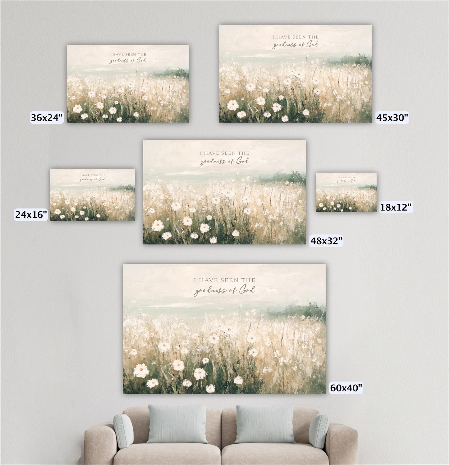 a living room with a couch and a wall hanging