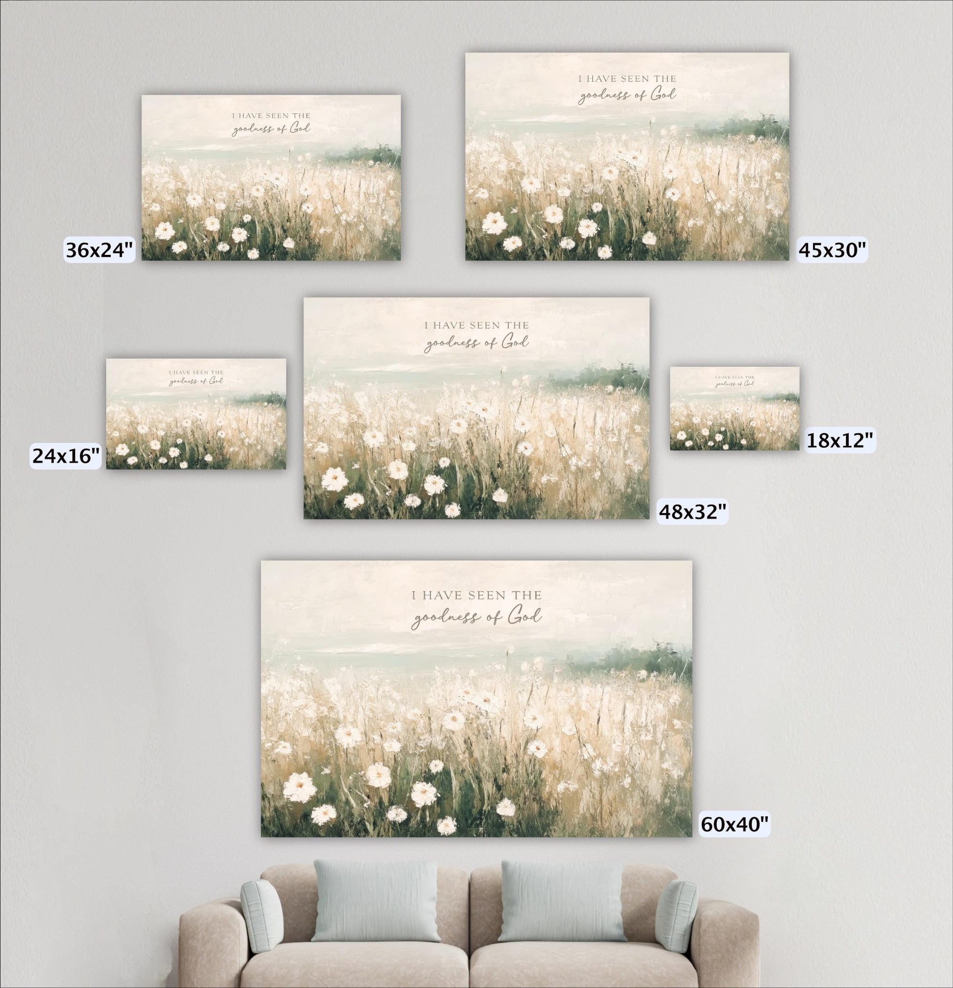 a living room with a couch and a wall hanging