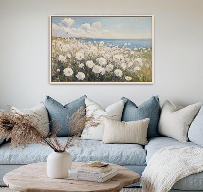 Coastal Wildflower Field Canvas Art