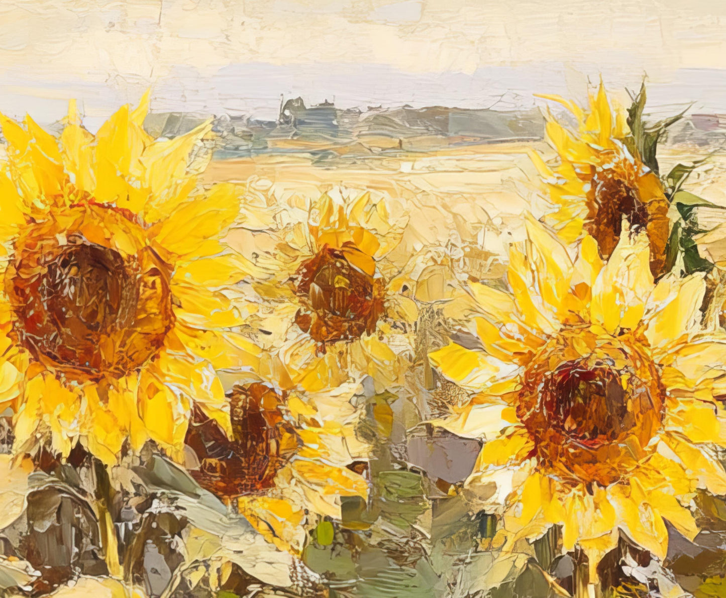 Happy Sunflowers Landscape Art
