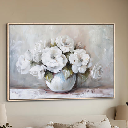 vintage white roses framed art