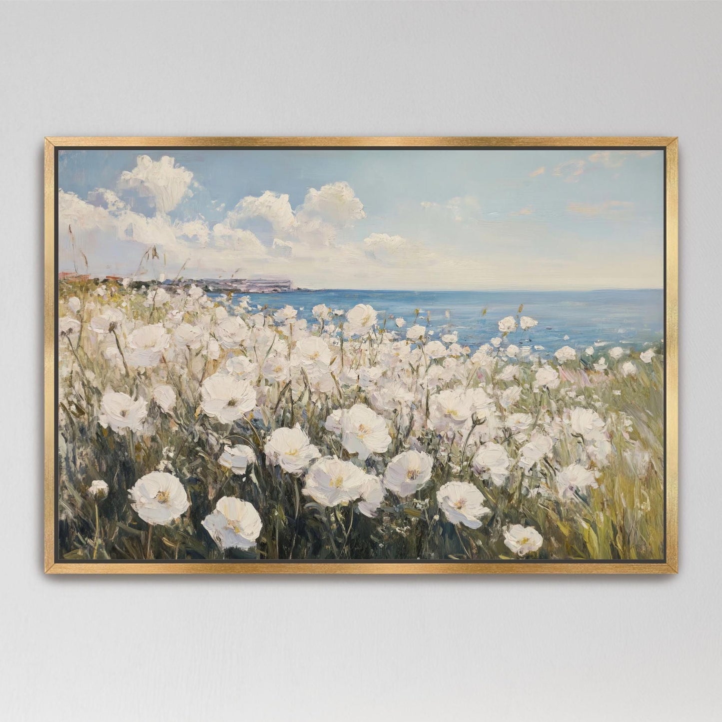 coastal wildflowers field landscape art