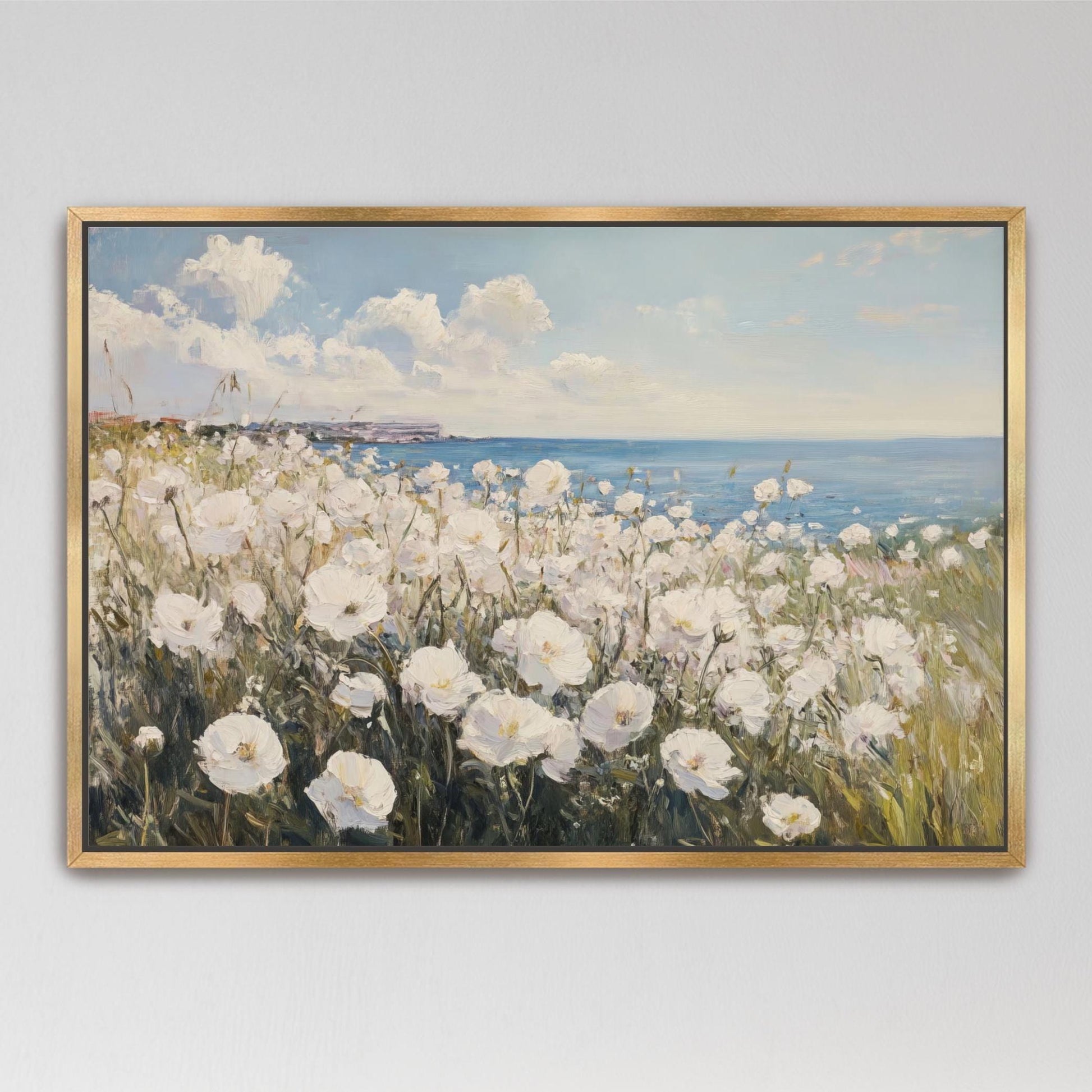coastal wildflowers field landscape art