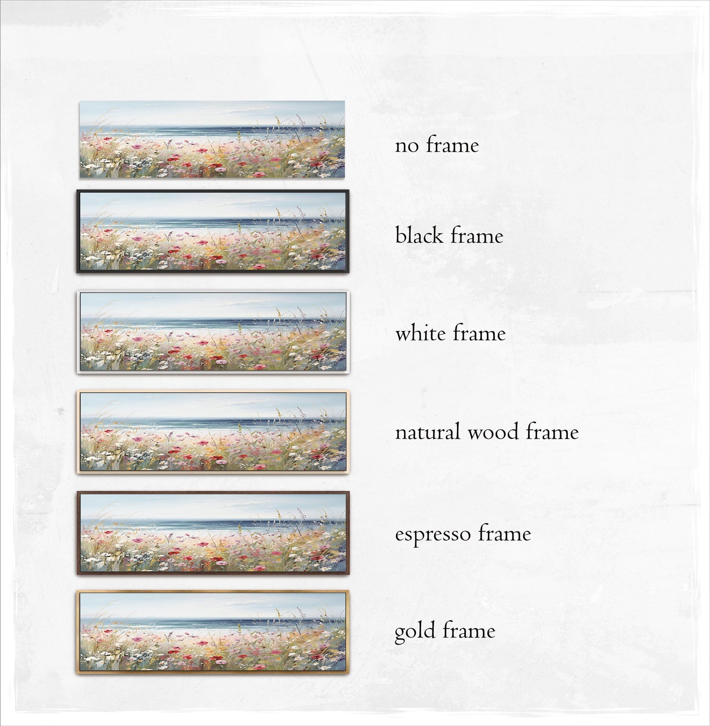 Coastal Wildflowers Panoramic Seascape Art