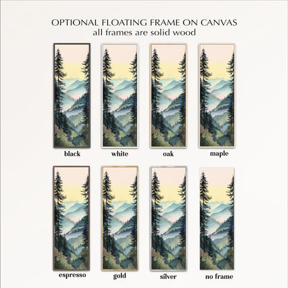 a collection of six framed landscape paintings, each with a different color and frame style, arranged in a grid format.