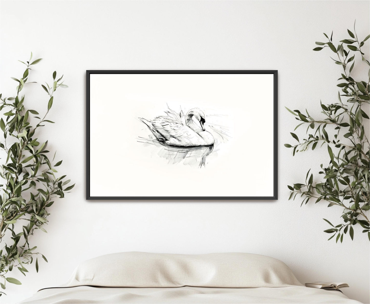 "Swan Sketch" Vintage Print