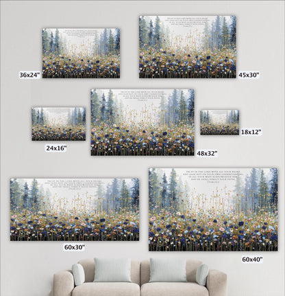 a collection of six framed landscape paintings, each with a different size and frame, arranged on a wall next to a couch.
