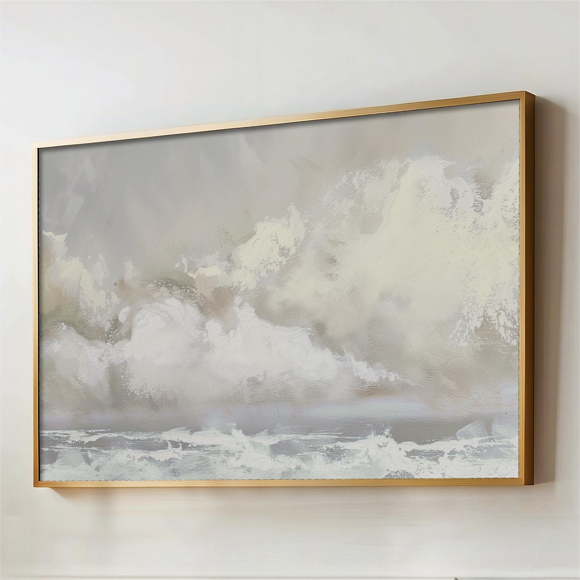 a painting hanging on the wall of a room