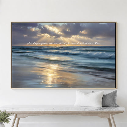 Perhaps You Were Created for Such a Time as This, Wall Art Ocean Sunset Landscape, Gift Christian Women, Coastal Beach Framed Canvas