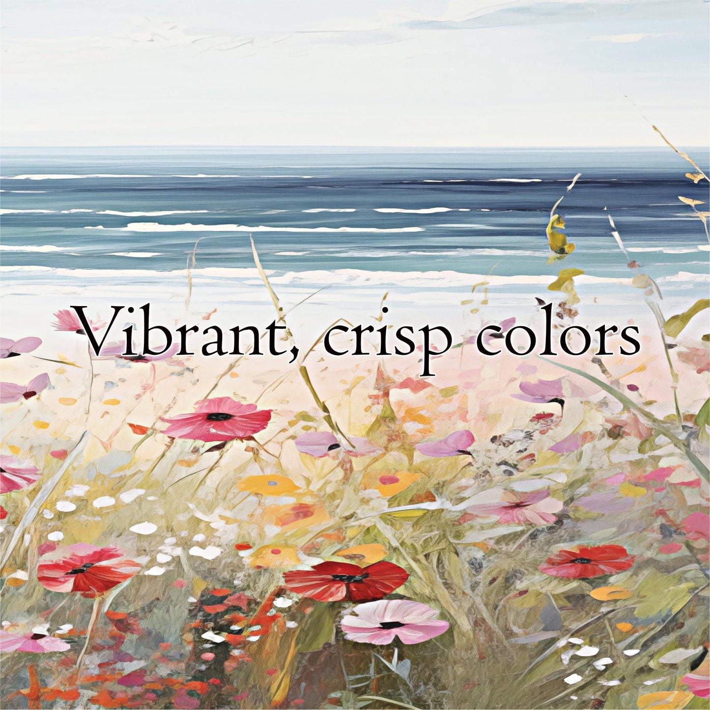 Coastal Wildflowers Panoramic Seascape Art
