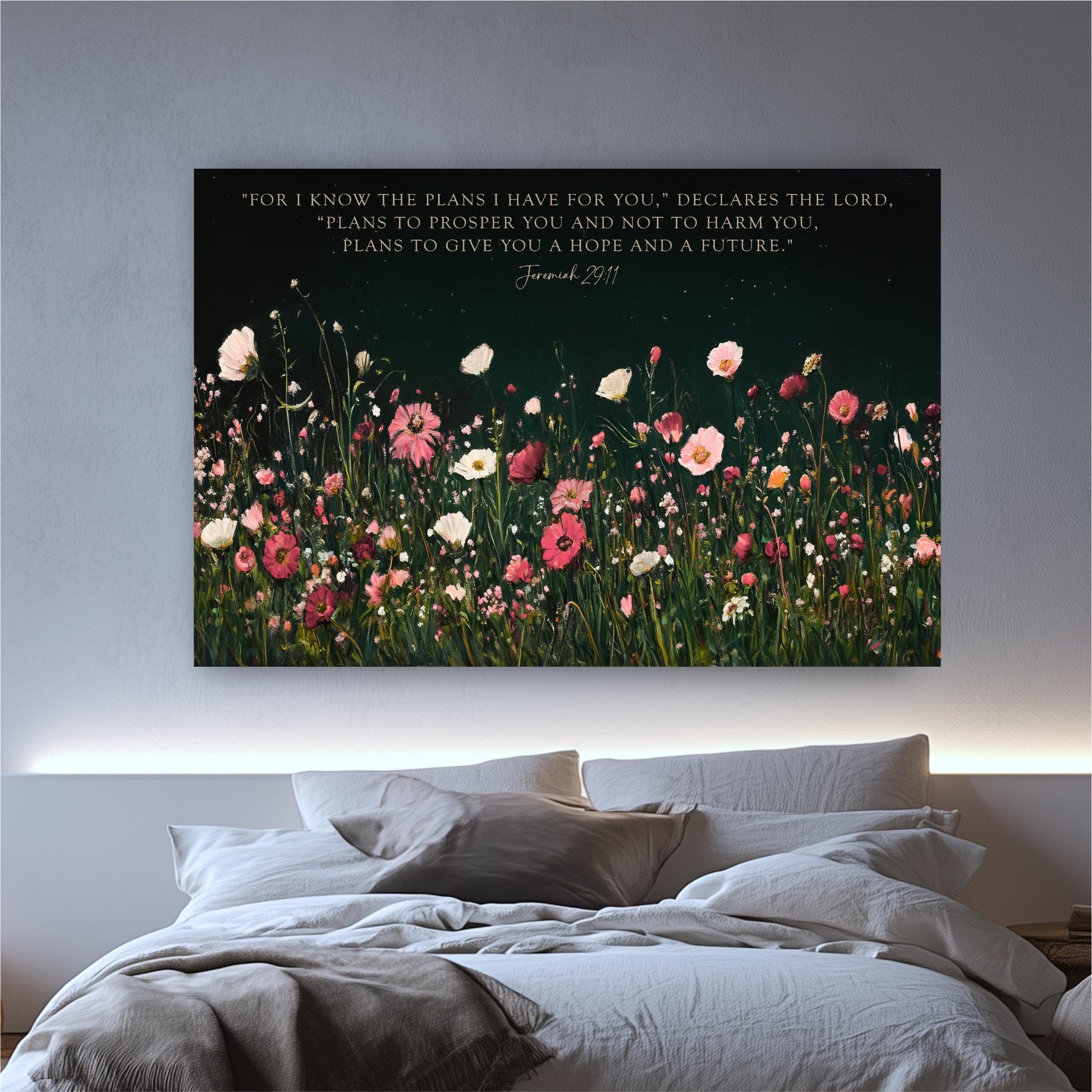 a picture of a bed with a quote on it