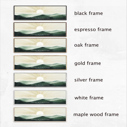 six different frames, each with a unique design and color, representing various types of frames. The frames are arranged in a row, with the first frame being black, followed by the espresso, oak, gold, silver, white, and maple wood frames. Each frame has a distinct design and color, showcasing the diversity of frame options available.
