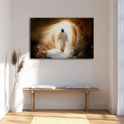 a person walking through a cave with a bright light at the end, creating a sense of mystery and wonder.