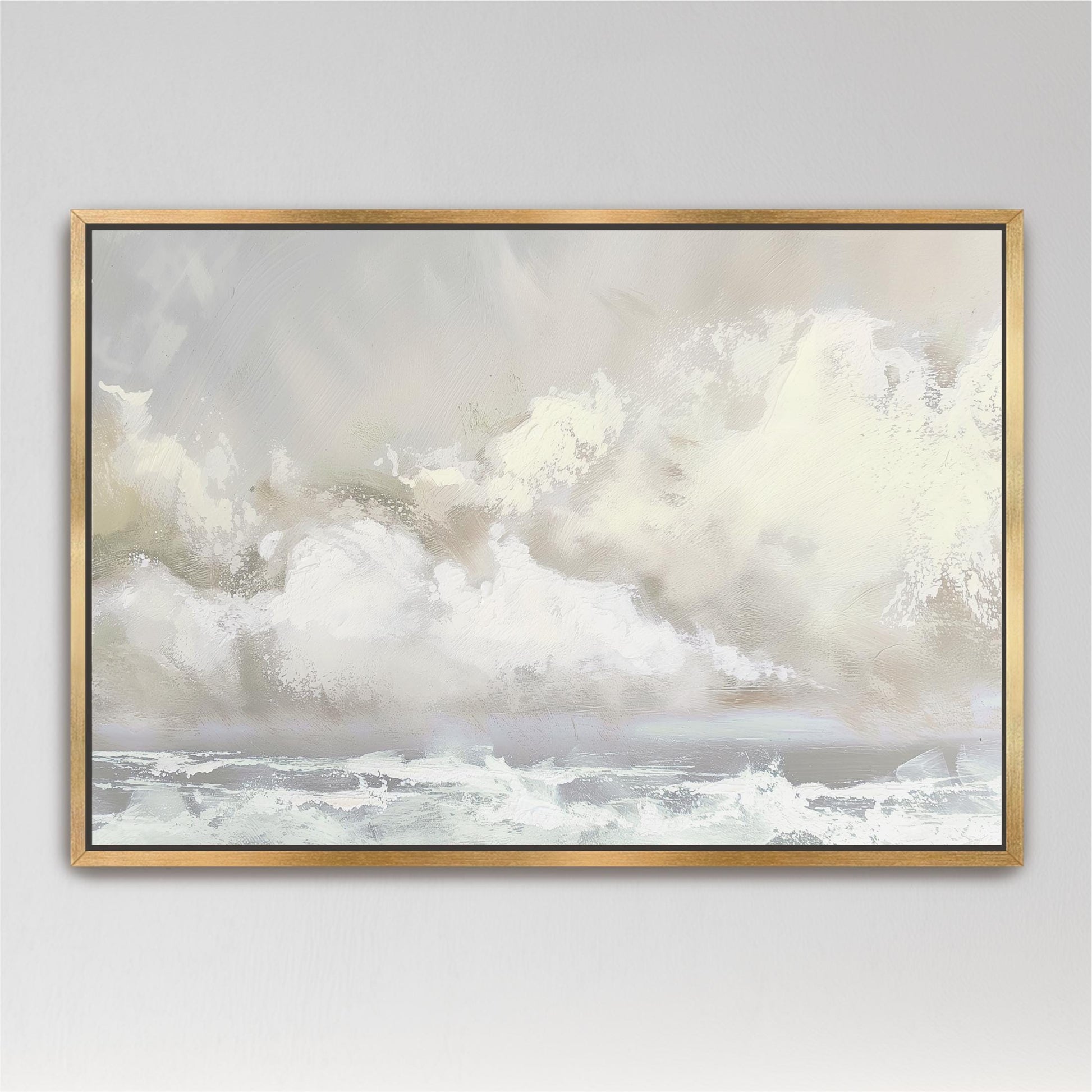 a painting hanging on the wall of a room