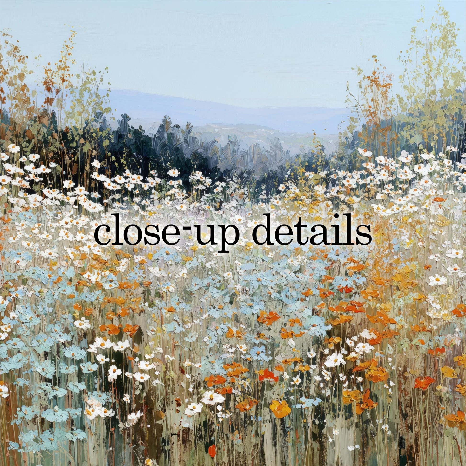 The image is a close-up of a field filled with a variety of colorful flowers, including white, orange, and yellow blooms.