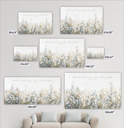 a collection of six different sizes of floral paintings, each with a unique size and resolution, displayed on a wall next to a couch.