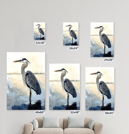 "The Great Blue Heron" Coastal Bird Wall Art