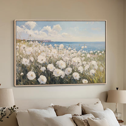 Coastal Wildflower Field Canvas Art