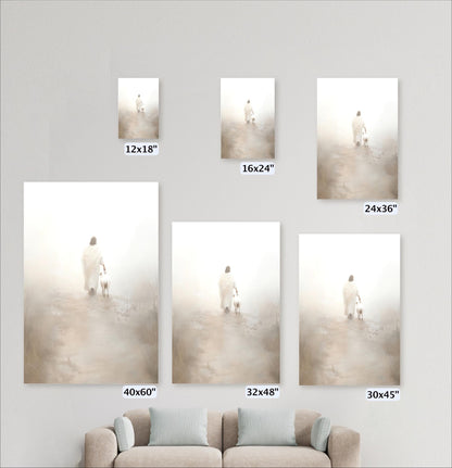 a living room with a couch and three pictures on the wall