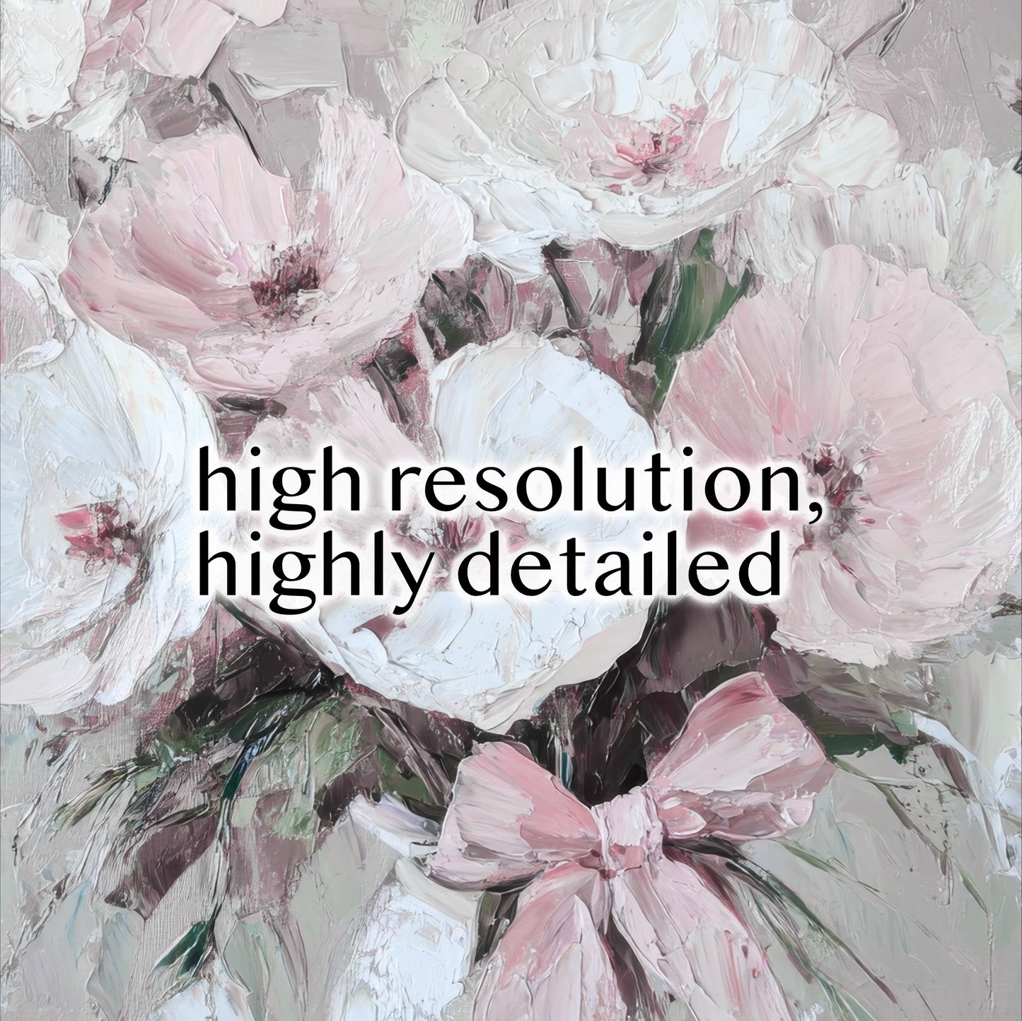 a painting of pink flowers with the words high resolution highly detailed
