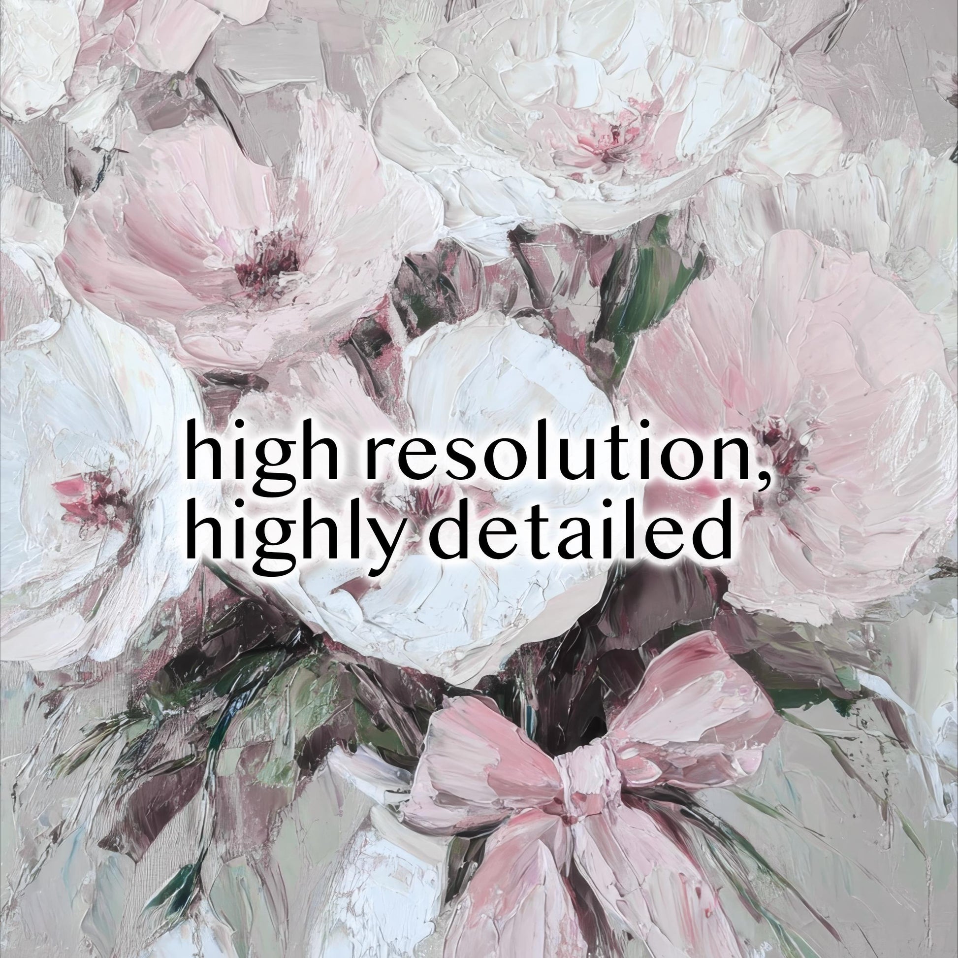 a painting of pink flowers with the words high resolution highly detailed