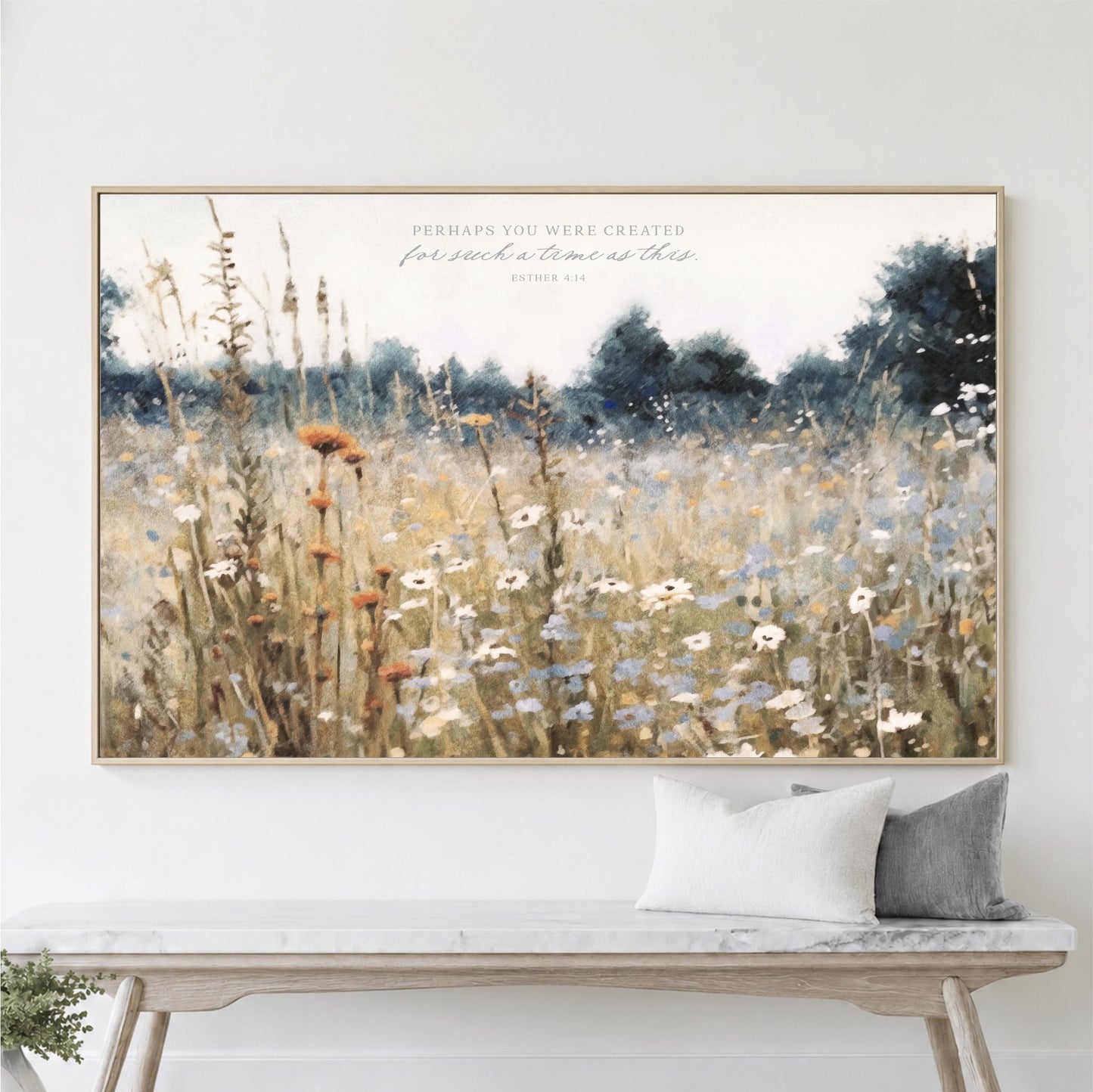 Perhaps You Were Created for Such a Time as This, Vintage Fall Meadow Landscape Wall Art, Gift Women Farmhouse Cottage Office Bedroom Canvas