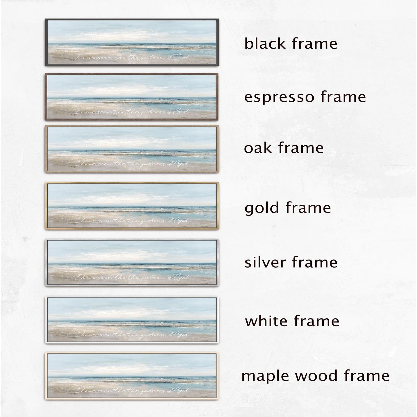 a collection of six different frames, each with a unique color and frame style, arranged in a row against a white background.