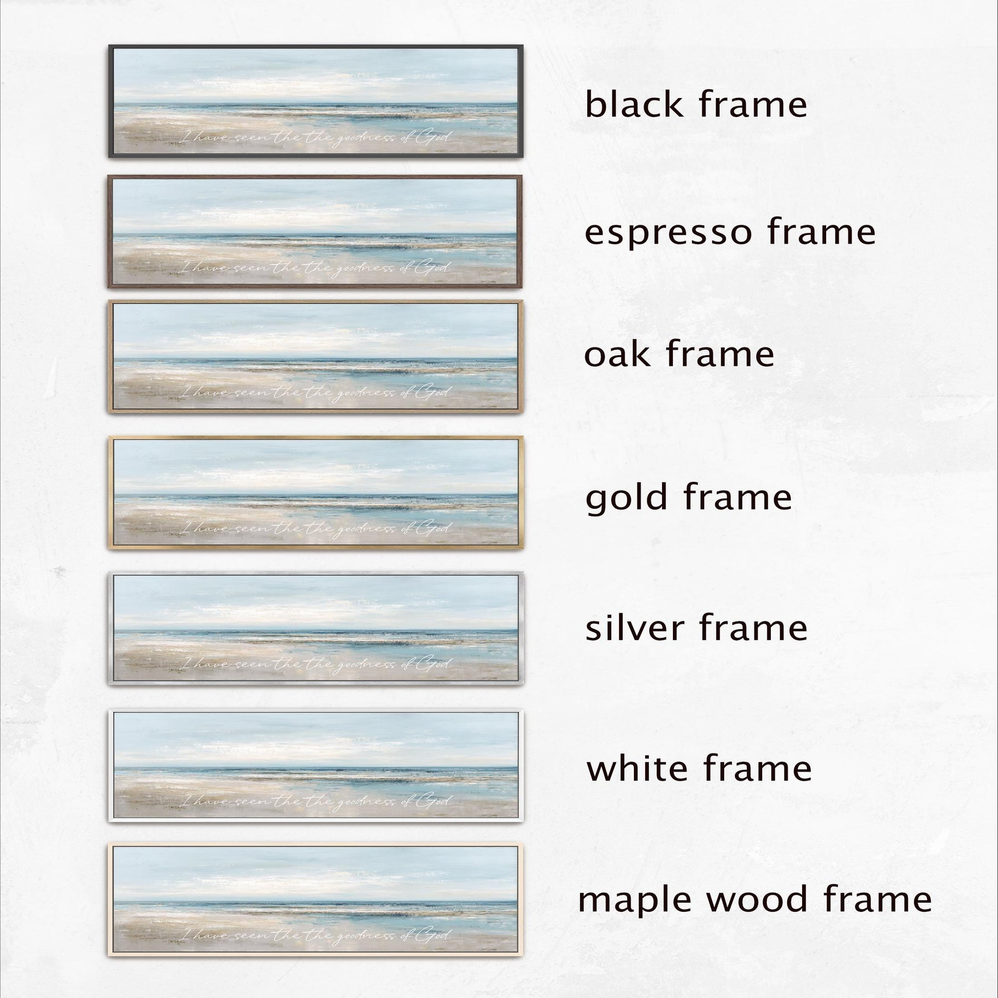 a collection of six different frames, each with a unique color and frame style, arranged in a row against a white background.