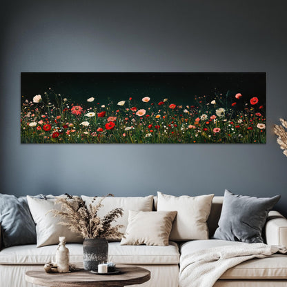 a living room with a couch and a painting on the wall