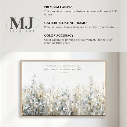 The image is a framed artwork depicting a field of flowers, with a text overlay providing information about the artwork and the artist.