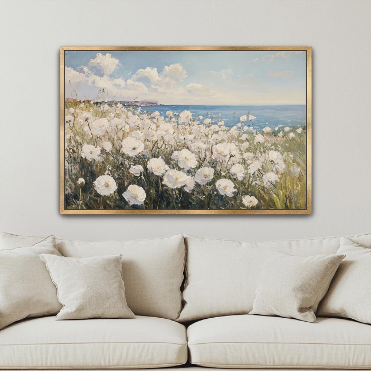 Coastal Wildflower Field Canvas Art