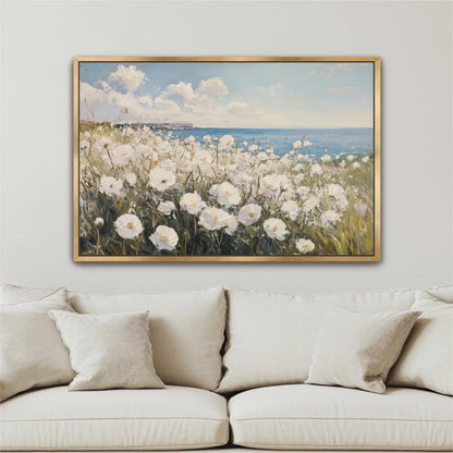 Coastal Wildflower Field Canvas Art