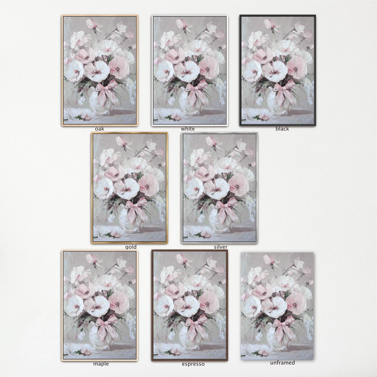 a bunch of pictures of flowers on a wall
