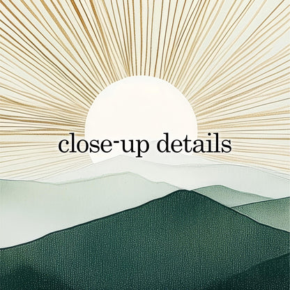 a serene landscape with a sun rising over a mountain range, creating a peaceful and tranquil atmosphere.