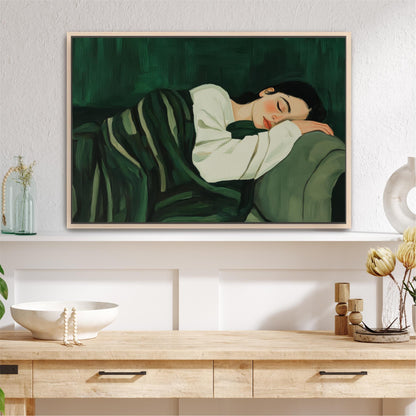 a painting of a woman sleeping on a couch