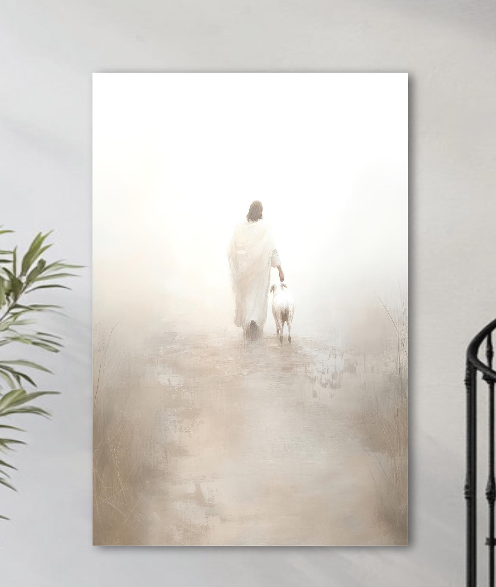 Jesus and the Lost Sheep Minimalist Wall Art

Discover the profound beauty of faith through this compelling large-scale artwork depicting the&nbsp;shepherd's unwavering devotion to the lost. he left the 99