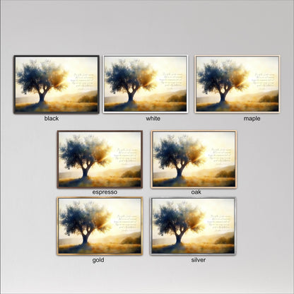 six framed pictures of a tree in different colors and lighting conditions, arranged in a grid format.