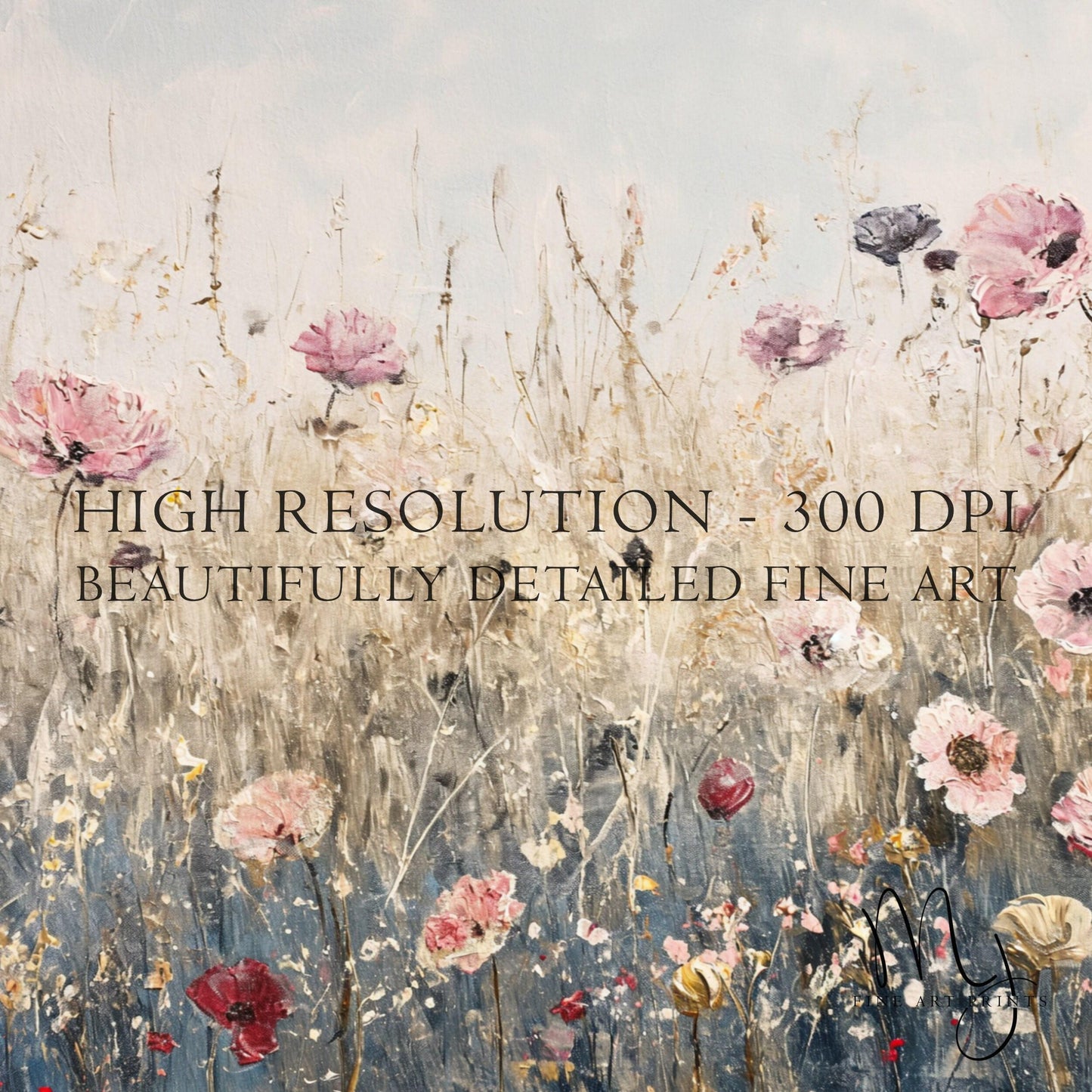 Pink Wildflowers Landscape Art