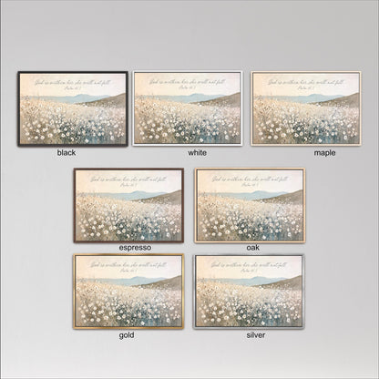 six framed pictures of a field of flowers, each with a different color frame. The pictures are arranged in a grid with three rows and two columns.